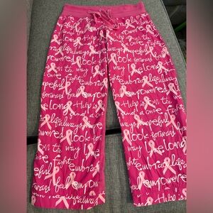 Nilla Shields Women’s Pink Ribbon Lounge Capris Breast Cancer Awareness Size Sma